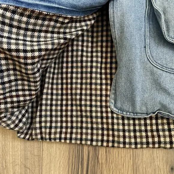 Vintage Blanket Lined Light Wash Denim Barn Chore Jacket Coat Large Read Stain - Picture 6 of 15